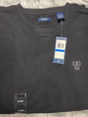 Izod Black Crewneck Sweatshirt with Subtle Logo